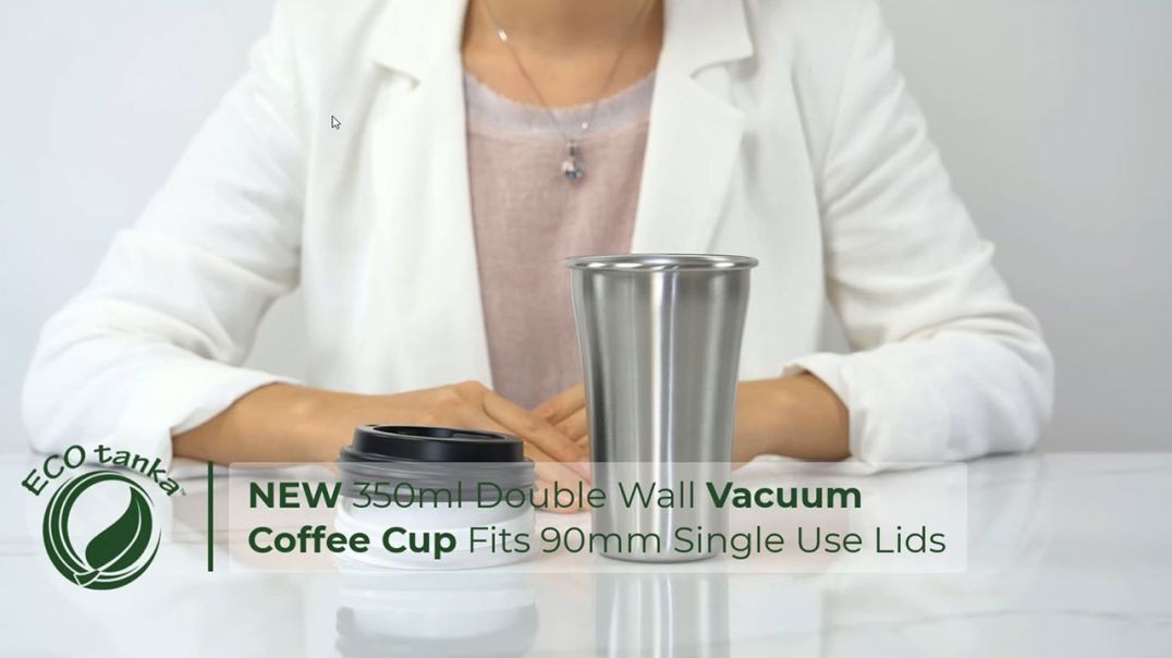 ⁣ECOtanka 350ml Stainless Steel Coffee Cup with Single use Lid
